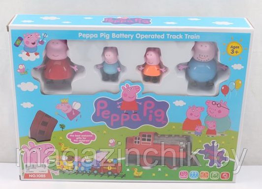 Игрушка Железная дорога Свинка Пеппа Peppa Pig, 4 героя, на батарейках