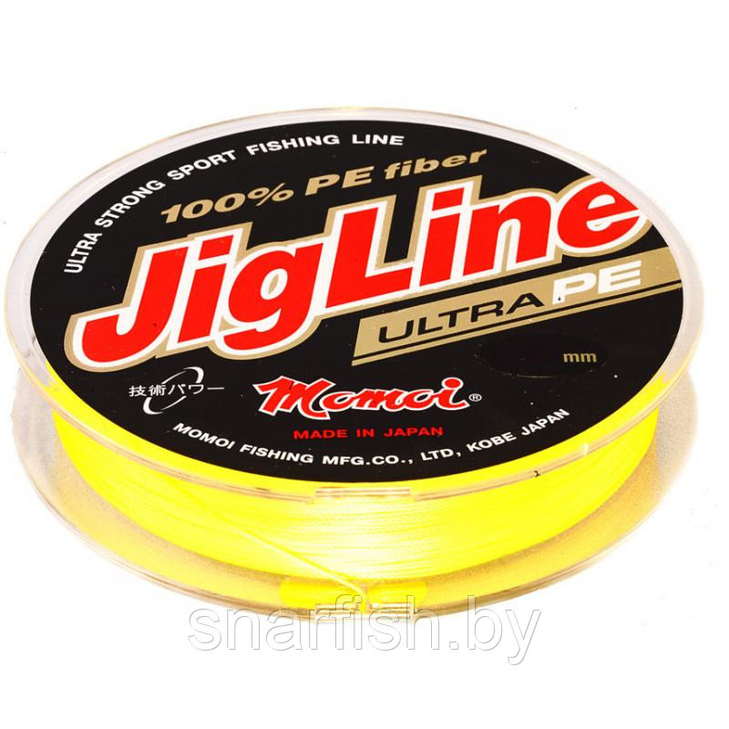 Плетёный шнур JigLine Ultra PE 100м  0,08мм 5,6кг Жёлтый 