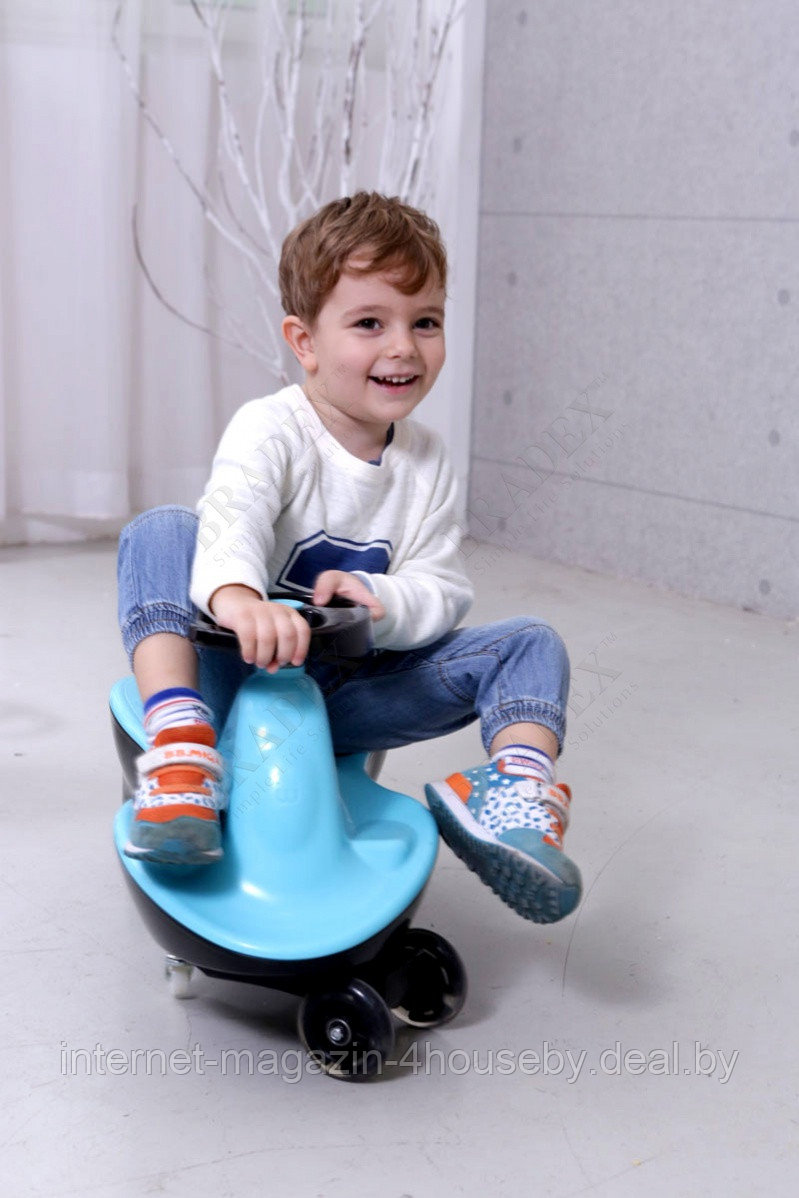 Машинка детская со светящимися полиуретановыми колесами «БИБИКАР СПОРТ» голубой - фото 3 - id-p59878895
