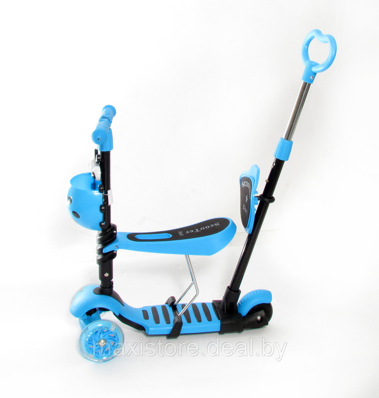 Cамокат-толокар RS Scooter 5в1 синий (светящиеся колёса) - фото 2 - id-p59985574