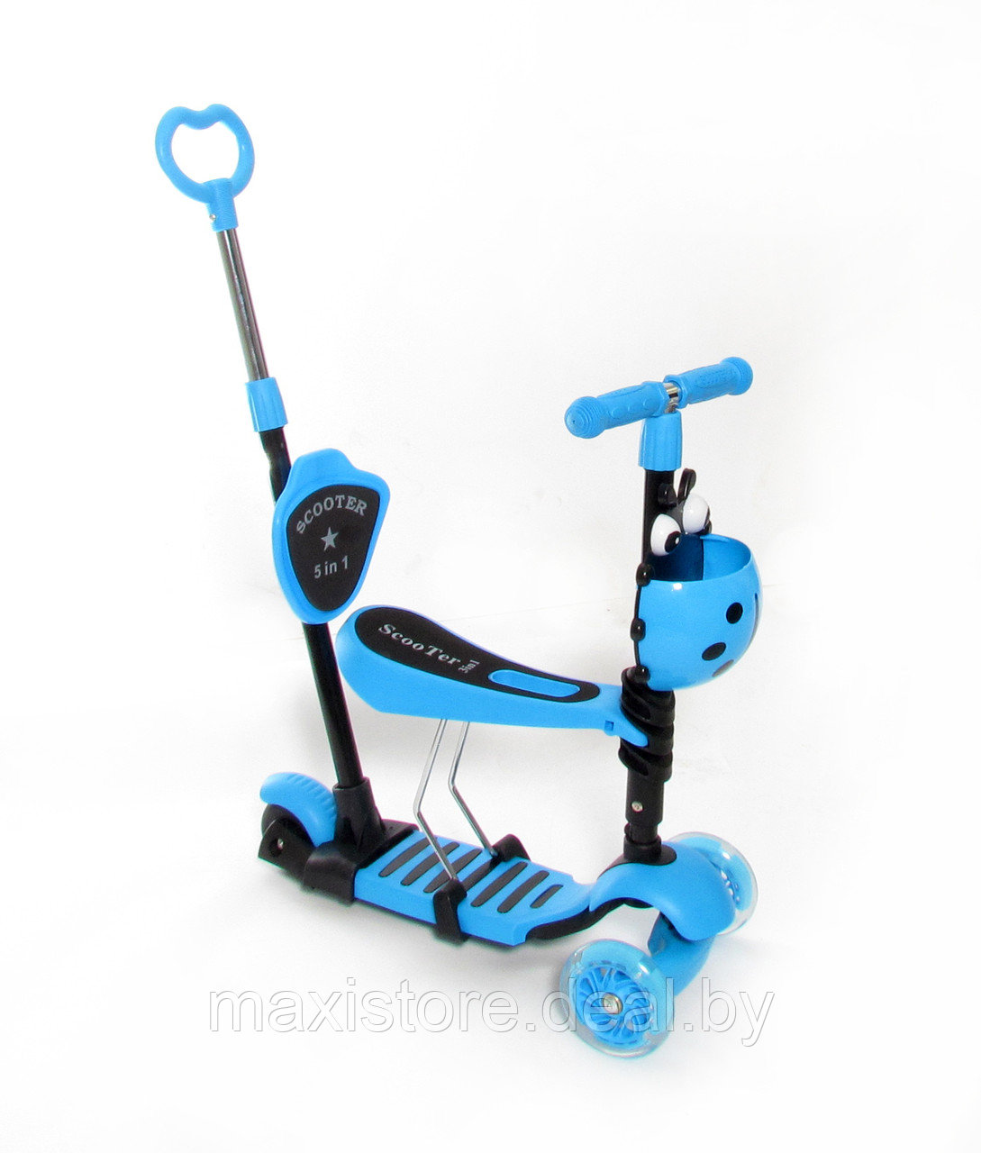 Cамокат-толокар RS Scooter 5в1 синий (светящиеся колёса) - фото 3 - id-p59985574