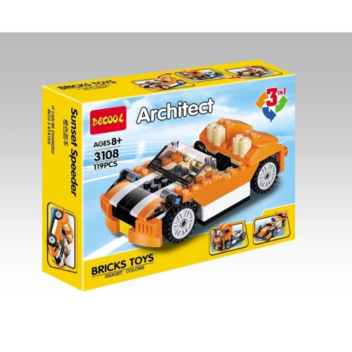 Конструктор Decool 3108 "Architect 3в1" Машины (аналог LEGO) 119 деталей - фото 1 - id-p60316617