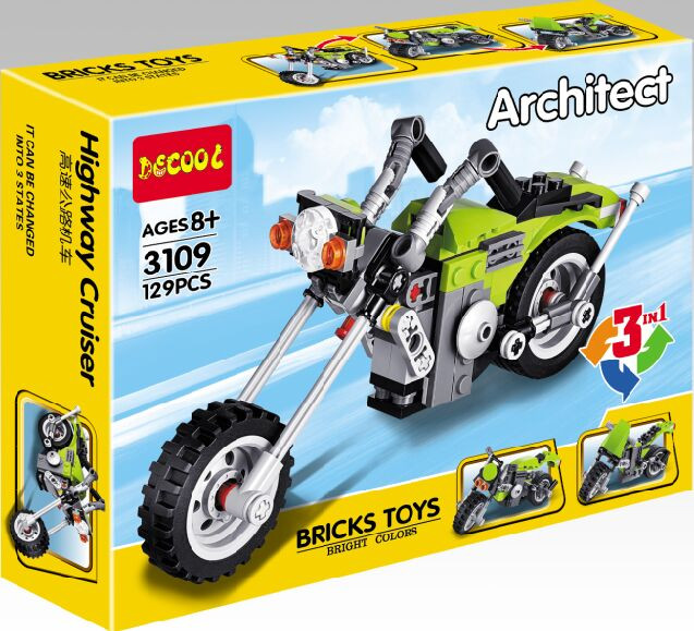 Конструктор Decool 3109 "Architect 3в1" Мотоциклы (аналог LEGO) 129 деталей - фото 1 - id-p60316644