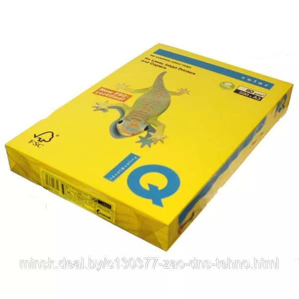 Бумага IQ COLOR А4, желтый, пл. 80г/м2, 500 л. - фото 1 - id-p60331011
