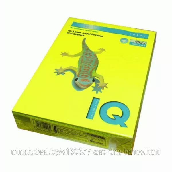 Бумага IQ COLOR  А4, канареечно-желтый, пл. 80г/м2, 500 л.