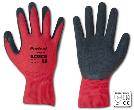 Перчатки PERFECT GRIP трикотажные с латексным покрытием, красные, размер 9, фото 2