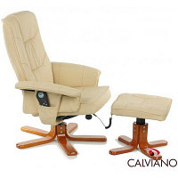 Массажное кресло TV Calviano 20 с пуфом (бежевое), фото 1