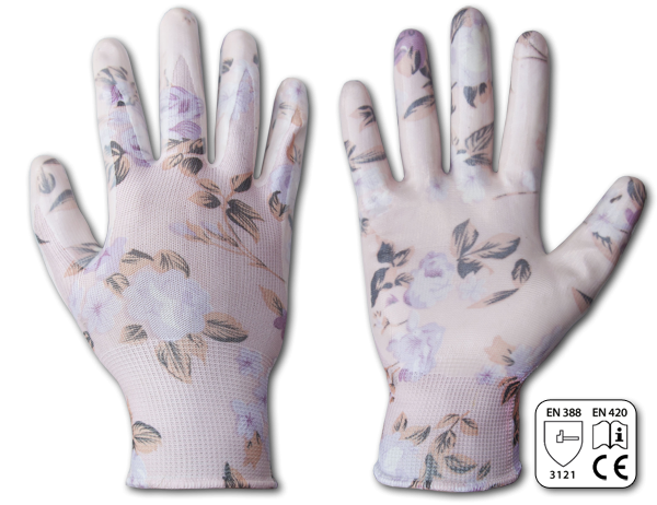 Перчатки NITROX трикотажные с нитриловым покрытием, узор "цветы", размер 7 - фото 1 - id-p60471443
