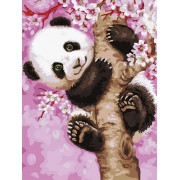 Картина по номерам Маленькая панда на розовом дереве 30х40 см