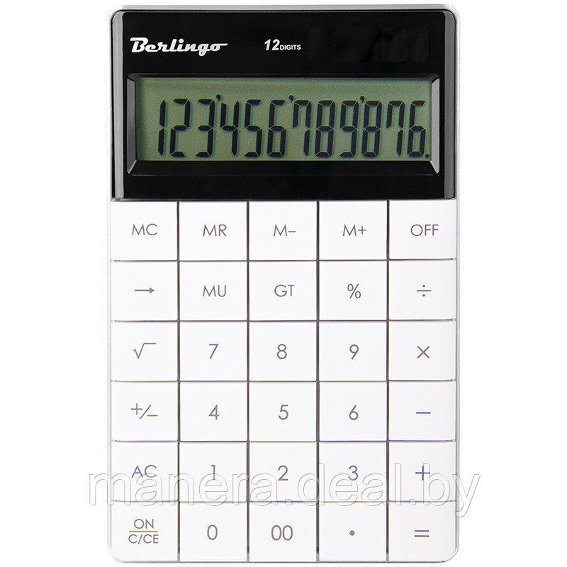 Калькулятор настольный 12 разрядов, 165*105*13 мм БЕЛЫЙ