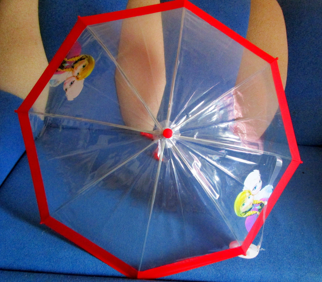 Детский зонт-трость прозрачный полуавтомат анна и эльза - фото 3 - id-p47361265