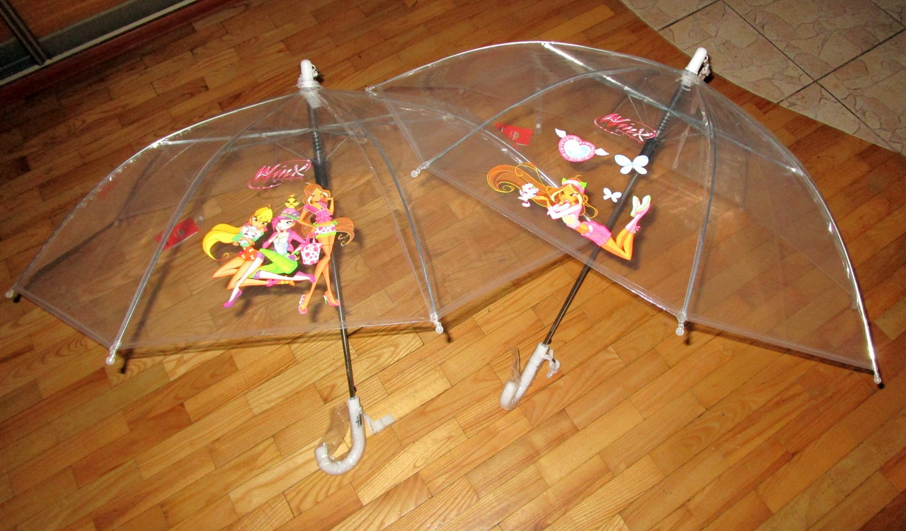Детский зонт-трость прозрачный полуавтомат Winx - фото 2 - id-p60529732