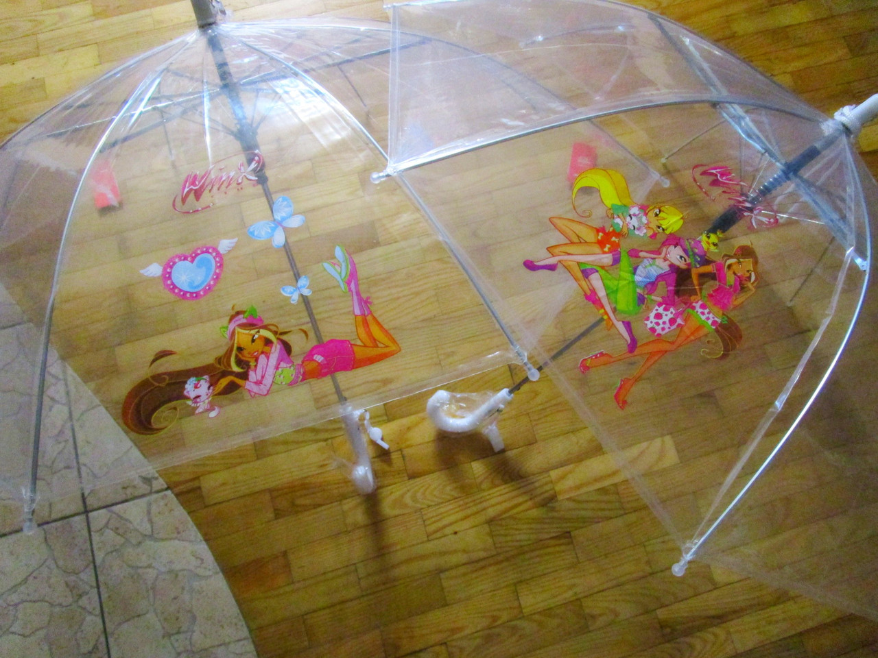 Детский зонт-трость прозрачный полуавтомат Winx - фото 1 - id-p60529732