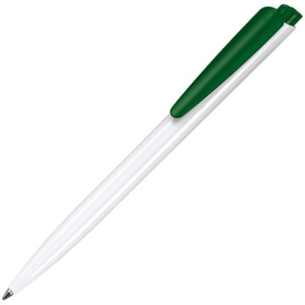 Шариковая ручка Дарт бело-зеленого  цвета для нанесения логотипа