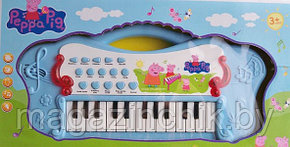 Детский электронный синтезатор пианино Свинка Пеппа голубой 6008