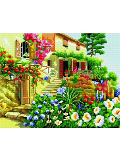 Картина стразами Цветочный палисад 40х50 см - фото 2 - id-p60664706