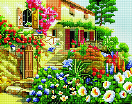 Картина стразами Цветочный палисад 40х50 см - фото 3 - id-p60664706