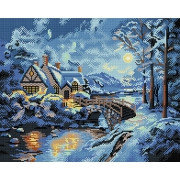 Алмазная живопись Зимний пейзаж 40х50 см, фото 2