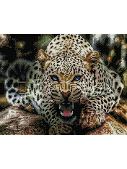 Алмазная вышивка Оскал леопарда 40х50 см, фото 2