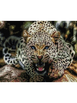 Алмазная вышивка Оскал леопарда 40х50 см - фото 2 - id-p60664724