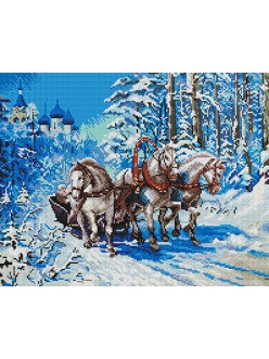 Алмазная живопись Русская тройка 40х50 см, фото 2