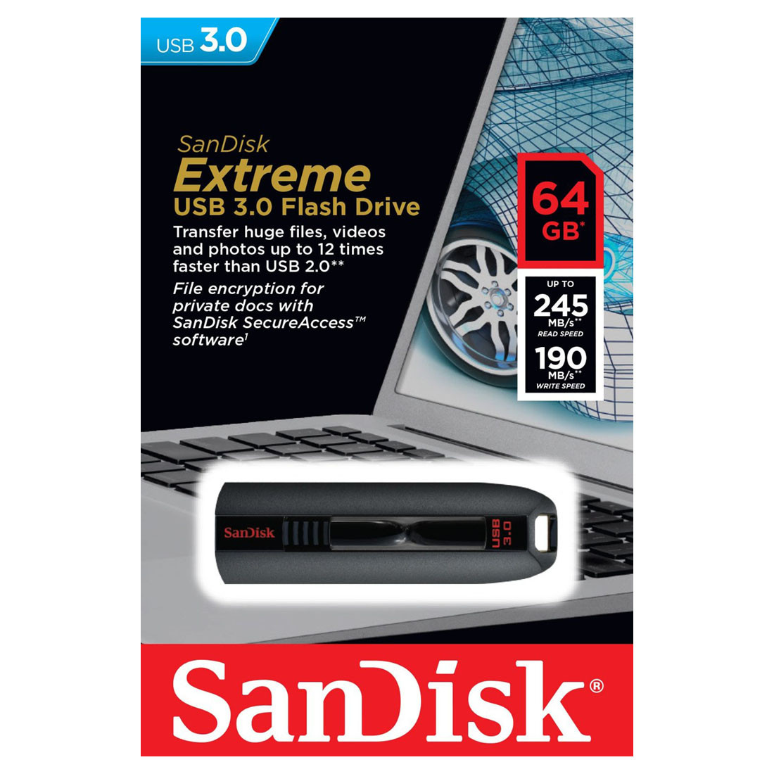 USB флэш-накопитель 64Gb SanDisk Extreme USB 3.0