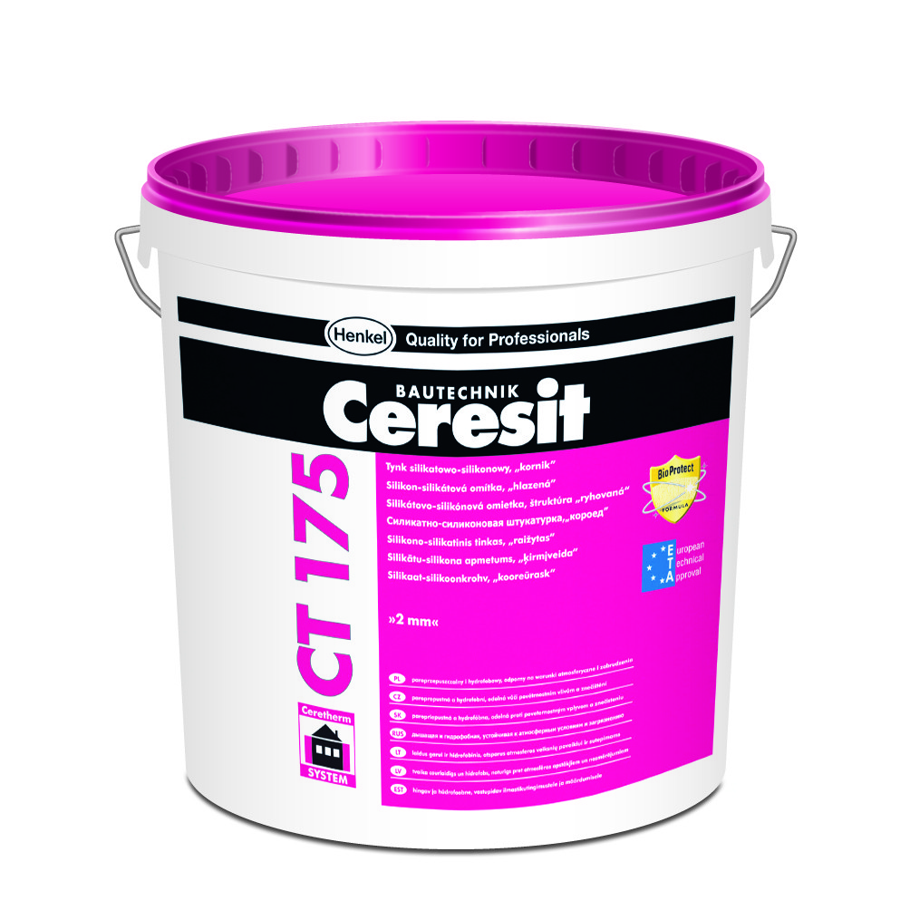 Ceresit CT 175 (Церезит СТ 175) 2,0мм цветная силикатно-силиконовая штукатурка «короед», 25 кг (группа С)