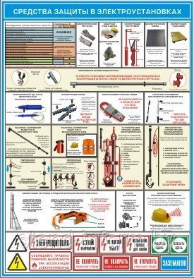 Плакат по Охране труда  Средства защиты в электроустановках  р-р 42*56 см на ПВХ