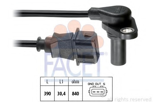 Датчик коленвала FACET. AUDI A3, SEAT LEON/ TOLEDO, SKODA OCTAVIA, VW BORA/ GOLF/ NEW BEETL, 1.6/ 1.8/ 2.0/ 1. - фото 1 - id-p60807108