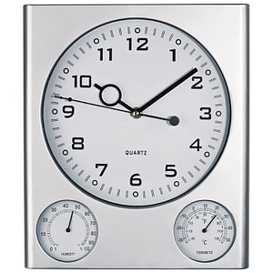 ОПТ Пластиковые настенные часы с термометром и гидрометром