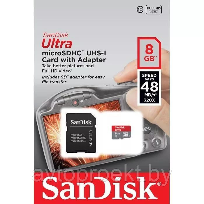 Карта памяти SanDisk Ultra 8Gb microsdhc UHS-1 - фото 1 - id-p61016831