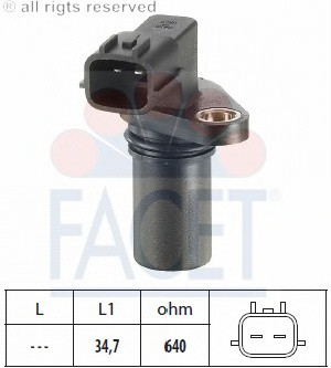 Датчик коленвала FACET. FIAT BARCHETTA/ BRAVA/ BRAVO/ COUPE/ MAREA/ PUNTO/ STILO, LANCIA DELTA/ LYBRA, 1.8 16V - фото 1 - id-p61019234