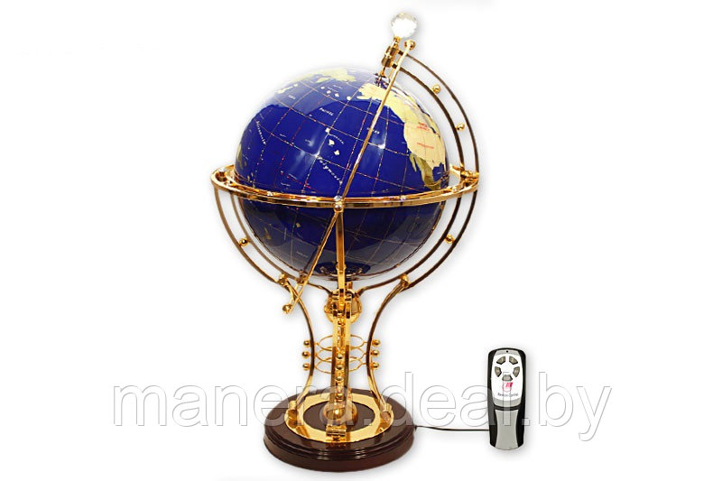 Глобус напольный, высота 72 см инкрустирован полудрагоценным камнем - фото 1 - id-p7512443
