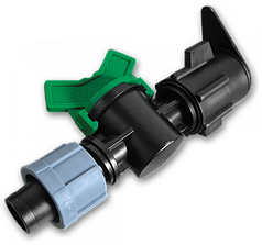 Старт-коннектор с краном для плоского шланга и капельной ленты