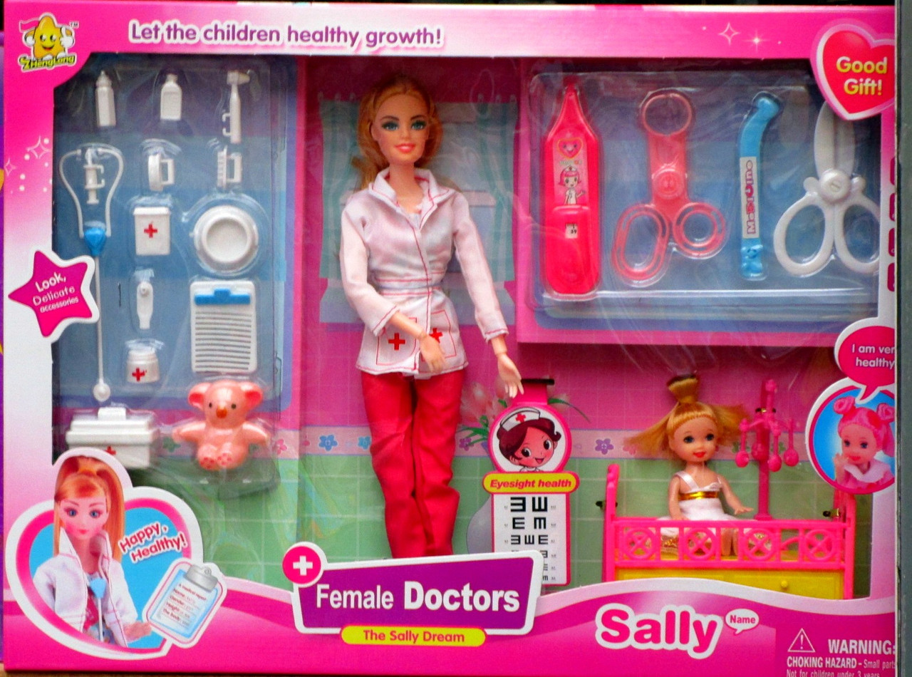 Набор кукла Барби-доктор шарнирная с малышкой и аксессуарами - фото 1 - id-p36044223