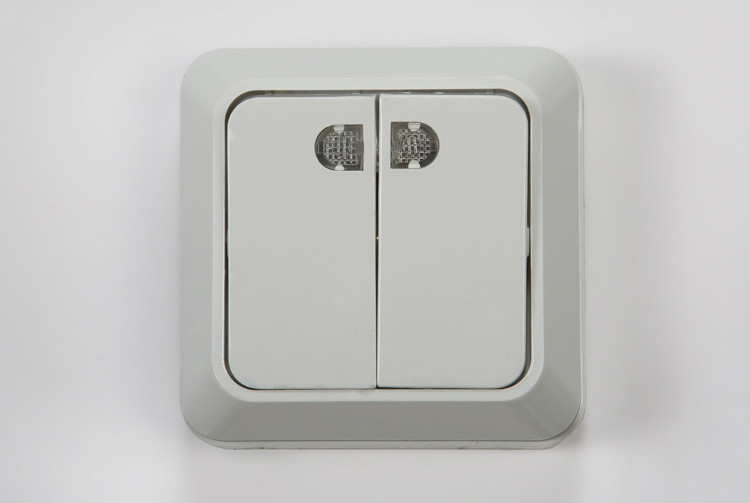 Выключатель 2кл с подсветкой белый