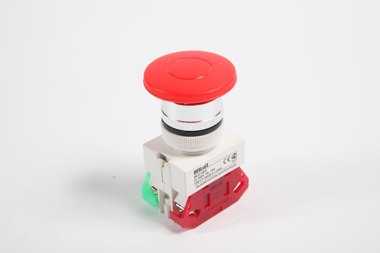 Выключатель кнопочный ABLFP d22 мм Цвет:БЕЛЫЙ LED 220В ВK-22 DEKraft