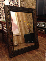 Зеркало в деревянной раме. Брашированная  древесина.100% HandMade