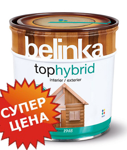  Belinka Tophybrid - Водно-алкидная лазурь для древесины, 0.75л (Белинка ТопГибрид)