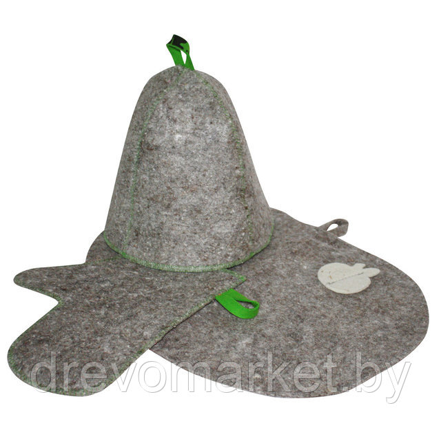 Комплект банный (шапка,рукавица,коврик), войлок серый - фото 1 - id-p61151146
