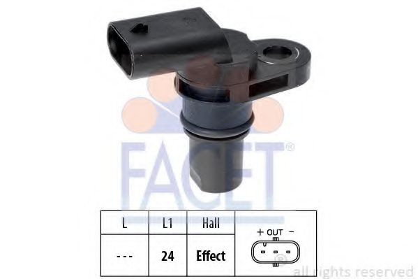 Датчик распредвала FACET. AUDI A3/ A4/ A5/ A6/ A7/ A8/ Q3/ Q5/ Q7/ R8/ TT, PORSCHE CAYENNE, SEAT ALHAMBRA/ ALT