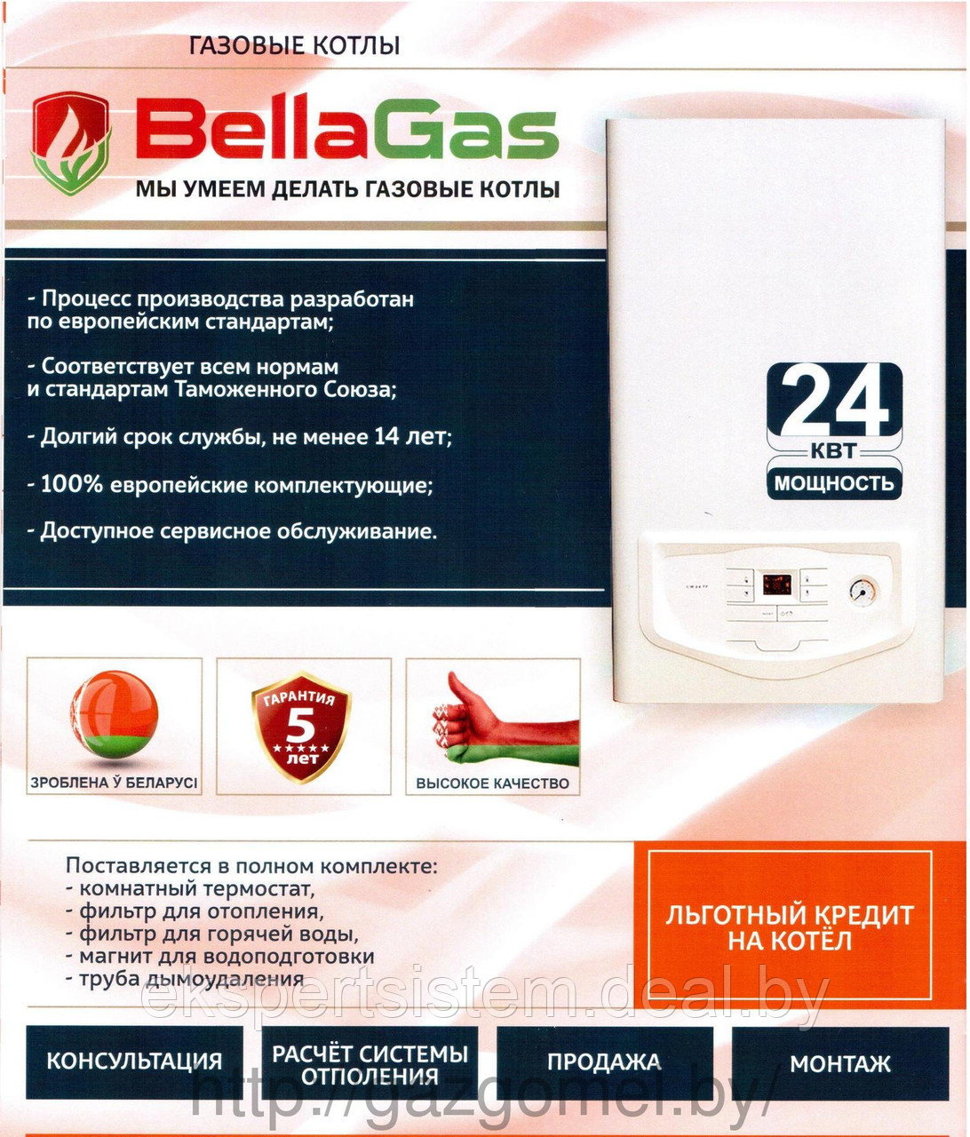 Газовый котёл BellaGas CB-24-TF - фото 2 - id-p22532097