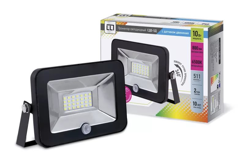 Прожектор светодиодный СДО-7 50Вт 230В 6500К IP65 черный IN HOME