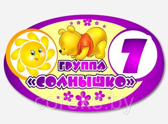 Табличка на дверь "Группа солнышко" (размер 30*20 см) - фото 1 - id-p61169568