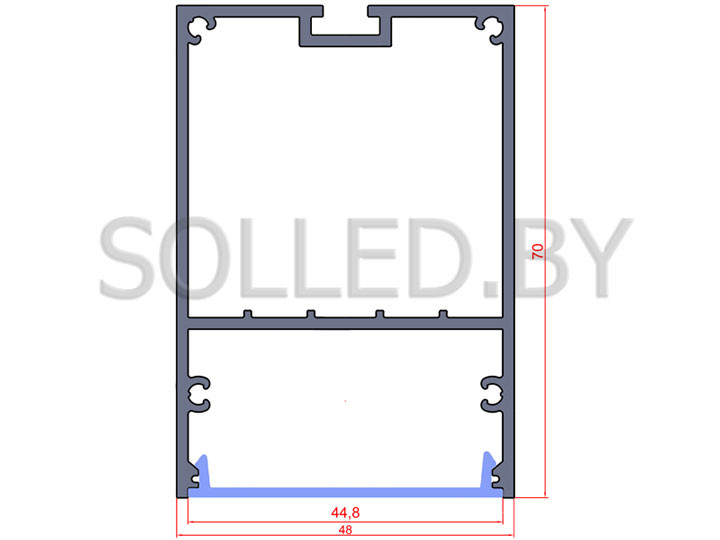 Алюминиевый профиль серебро подвесной 48x70 для LED светильников (solled 4870П) - фото 4 - id-p61212694