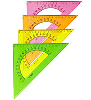 Треугольник с транспортиром 16 см., 45 градусов СТАММ ассорти неон