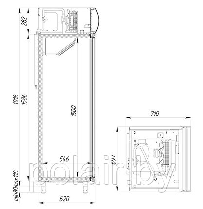 Холодильный шкаф DM105-S версия 2.0 POLAIR (ПОЛАИР) 500 литров t +1 +10, фото 2