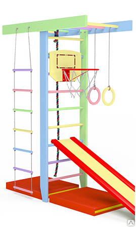 Спортивный комплекс (шведская стенка) КРЕПЫШ Т-образный (весення радуга, базовая комплектация) - фото 1 - id-p58578066