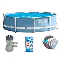 Каркасный бассейн 366 х 99 см Intex 28218 / 28718 Prism Frame Pool, лестница, фильтр насос