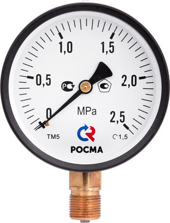 Манометр Росма ТМ-210 серия 10 0 0,25МПа М12×1,5 или G¼ осевой штуцер - фото 1 - id-p61420088